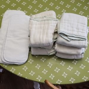Prefolds and inserts for cloth diapers